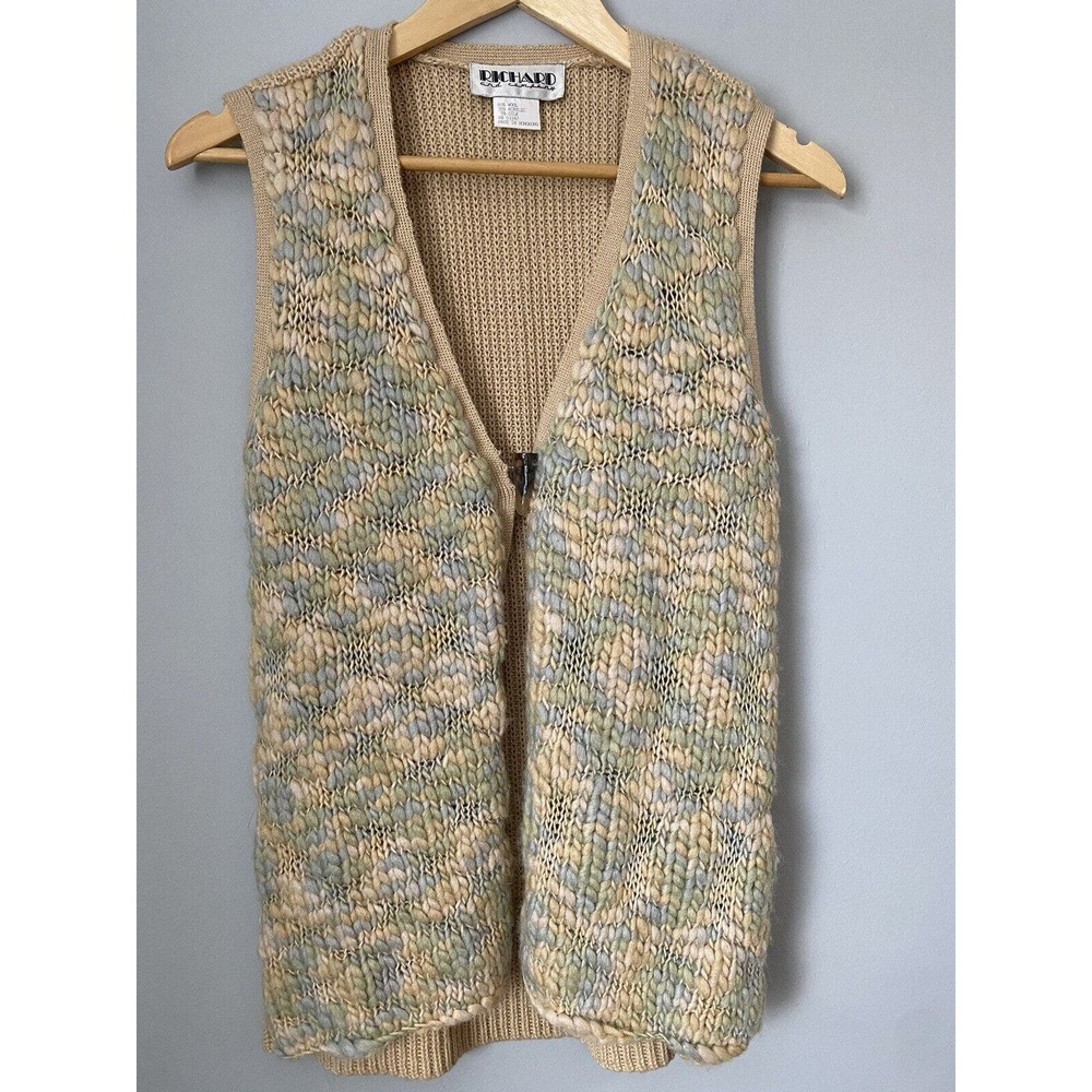 Richard and Company Wool Silk Blend Single Button Front Vest M Vintage Hong Kong